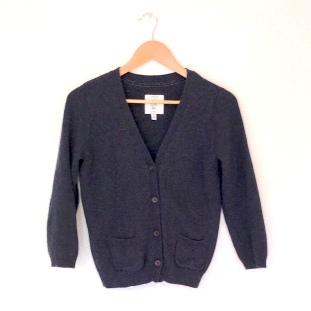 Tan Elbow Patch Blue Cardigan - M